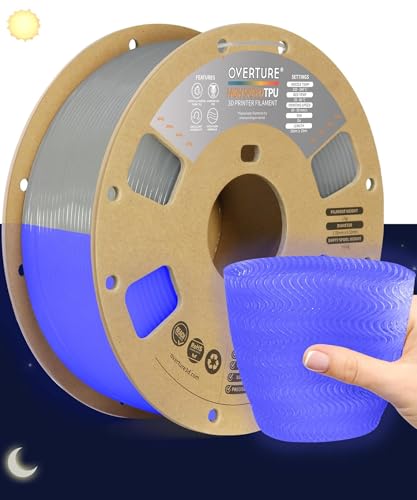 OVERTURE Hochgeschwindigkeit TPU Filament 1.75mm Schwarz, Flexibles 95A 1KG High Speed TPU 3D Drucker Filament Maßgenauigkeit (±0,02mm) (HS Luminous Electric Indigo) von OVERTURE