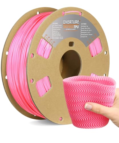 OVERTURE Hochgeschwindigkeits TPU Filament 1.75mm, flexibler TPU Rollenverbrauch, 95A Spule 1kg (2.2lbs), Maßgenauigkeit +/-0.03 mm, für 3D-Drucker (Rosa) von OVERTURE