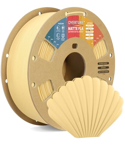 OVERTURE Matte PLA Filament 1.75mm, Matte PLA Rolle 1kg Spule (2.2lbs), Maßgenauigkeit +/- 0.02mm, für 3D Drucker (Buttergelb) von OVERTURE
