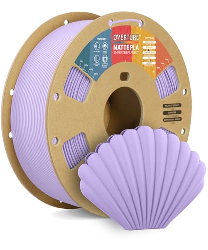 OVERTURE Matte PLA Filament 1.75mm, Matte PLA Rolle 1kg Spule (2.2lbs), Maßgenauigkeit +/- 0.02mm, für 3D Drucker (Flieder) von OVERTURE