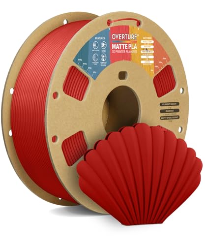 OVERTURE MATTE PLA Filament 1.75 mm, Matte PLA-Rolle, 1-kg-Spule (2,2 lbs), Maßgenauigkeit +/- 0,02 mm, für 3D-Drucker (Ziegelrot) von OVERTURE
