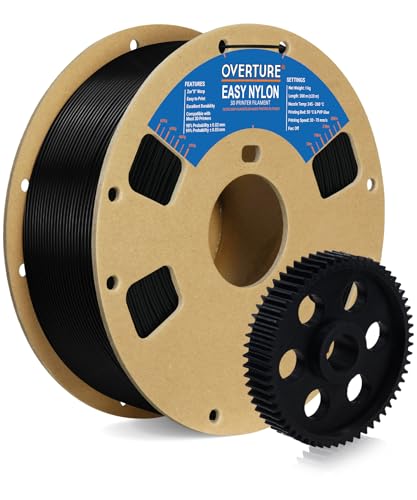 OVERTURE Nylon-Filament 1.75 mm mit 3D-Oberfläche 200 mm × 200 mm, 3D-Drucker-Verbrauchsmaterialien, Polyamid (PA), Maßgenauigkeit +/- 0.05 mm, passend für die meisten FDM-Drucker (schwarz) von OVERTURE