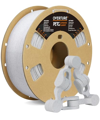 OVERTURE PETG-Filament, 1,75 mm, 3D-Drucker-Filament, PETG, 1-kg-Spule, Maßgenauigkeit +/- 0,03 mm, passend für die meisten FDM-Drucker (Steinweiß) von OVERTURE