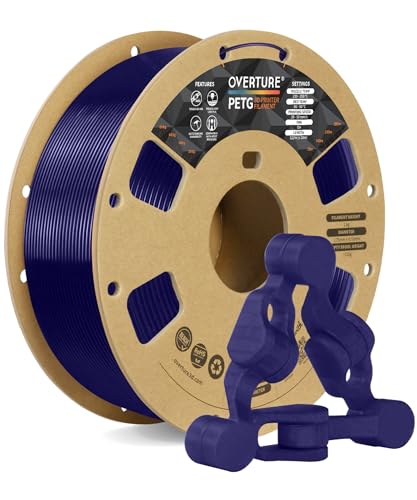 OVERTURE PETG Filament Aufgerüstet 1,75 mm, 1kg (2,2 lbs) Spule, 3D-Druck-Filament, Maßgenauigkeit +/- 0.02 mm (Transparent Blau) von OVERTURE
