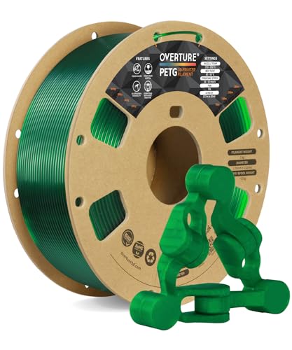 OVERTURE PETG Filament Aufgerüstet 1,75 mm, 1kg (2,2 lbs) Spule, 3D-Druck-Filament, Maßgenauigkeit +/- 0.02 mm (Transparent Grün) von OVERTURE