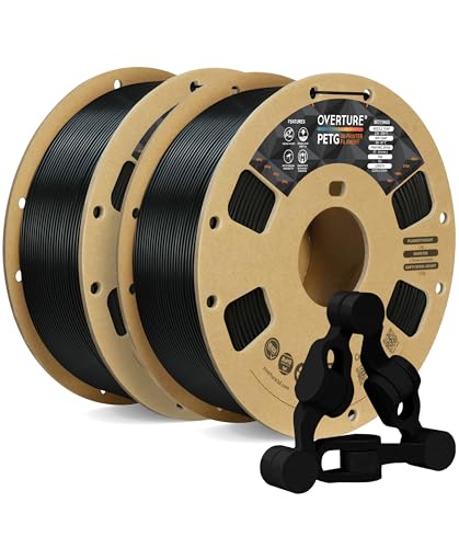 OVERTURE PETG Filament Schwarz 1.75mm Aufgerüstet, 2kg Spule (4.4lbs), 3D-Druck-Filament, Maßgenauigkeit +/- 0.02 mm (Schwarz 1kg*2) von OVERTURE
