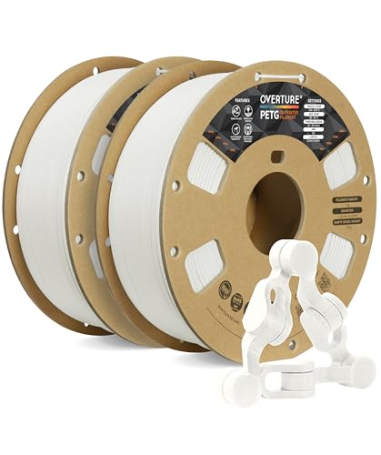 OVERTURE PETG Filament Schwarz 1.75mm Aufgerüstet, 2kg Spule (4.4lbs), 3D-Druck-Filament, Maßgenauigkeit +/- 0.02 mm (Weiß 1kg*2) von OVERTURE