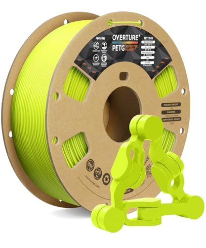 OVERTURE PETG Filament Aufgerüstet 1,75 mm, 1kg (2,2 lbs) Spule, 3D-Druck-Filament, Maßgenauigkeit +/- 0.02 mm (Grasgrün) von OVERTURE