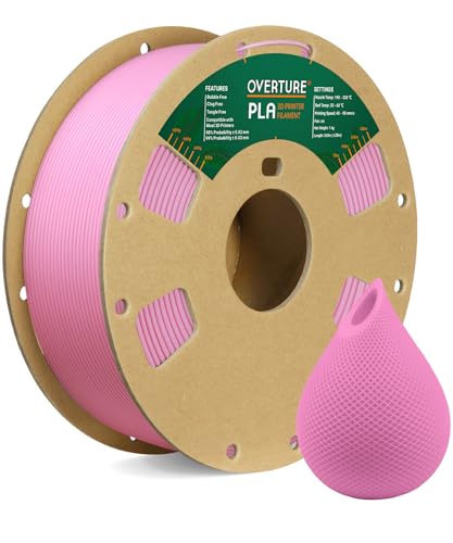 OVERTURE PLA-Filament, 1,75 mm, PLA-Filament, 1-kg-Spule, Maßgenauigkeit +/- 0,03 mm, passend für die meisten FDM-Drucker (Pink) von OVERTURE