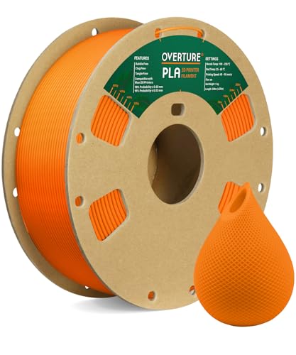 OVERTURE PLA-Filament 1,75 mm Verbrauch, 1 kg Filament (2,2 lbs), Maßgenauigkeit 99% Wahrscheinlichkeit +/- 0,03 mm, für 3D-Drucker (Orange) von OVERTURE