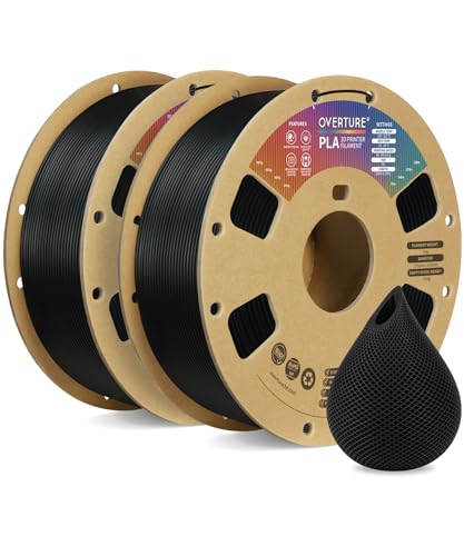 OVERTURE PLA Filament 1.75mm Aufgerüstet, 2kg Spule(4.4lbs), Maßgenauigkeit +/- 0.02mm, für 3D Drucker (Schwarz 1kg*2) von OVERTURE