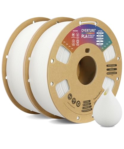 OVERTURE PLA Filament 1.75mm Aufgerüstet, 2kg Spule(4.4lbs), Maßgenauigkeit +/- 0.02mm, für 3D Drucker (Weiß 1kg*2) von OVERTURE