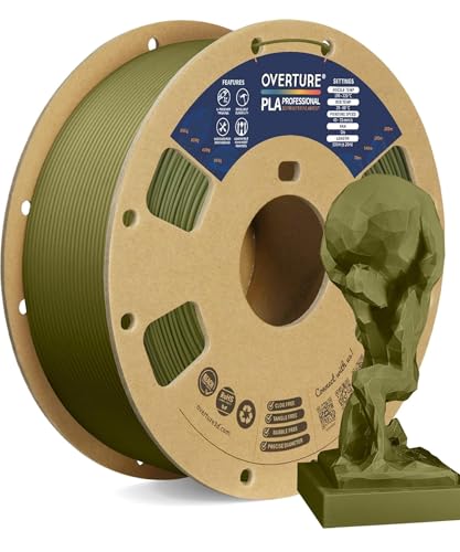 OVERTURE PLA Plus (PLA+) PLA-Filament 1,75 mm, professionelle PLA-Festigkeit, 1kg Filament (2,2 lbs), Maßgenauigkeit +/- 0,02 mm für 3D-Drucker (Armeegrün) von OVERTURE