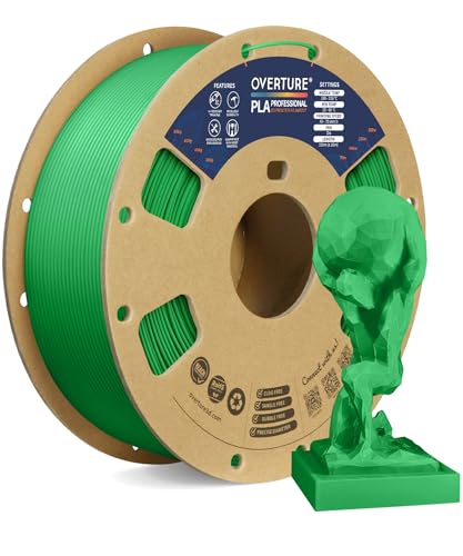 OVERTURE PLA Plus (PLA+) PLA-Filament 1,75 mm, professionelle PLA-Festigkeit, 1kg Filament (2,2 lbs), Maßgenauigkeit +/- 0,02 mm, für 3D-Drucker (Grün) von OVERTURE