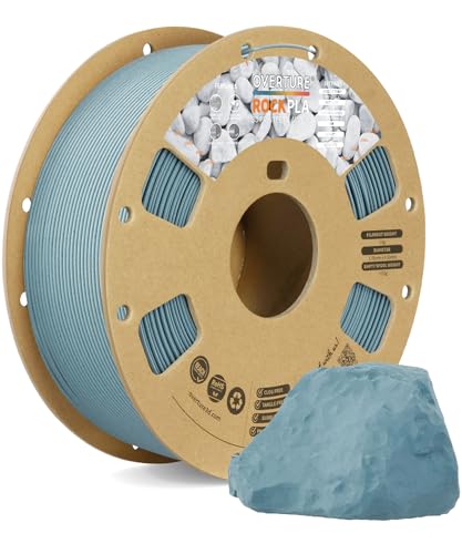 OVERTURE Rock PLA Filament 1.75mm, Marble PLA 1kg Spule (2.2lbs), Maßgenauigkeit +/-0.02mm, für Drucker 3D(Haze Gray) von OVERTURE