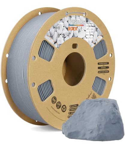 OVERTURE Rock PLA Filament 1.75mm, Marble PLA 1kg Spule (2.2lbs), Maßgenauigkeit +/-0.02mm, für Drucker 3D(Muted Gray) von OVERTURE