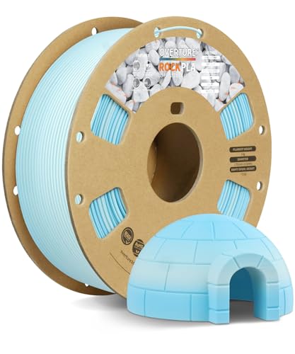 OVERTURE Rock PLA Filament 1.75mm, Marble PLA 1kg Spule (2.2lbs), Maßgenauigkeit +/-0.02mm, für Drucker 3D(Rock Gletscherblau) von OVERTURE