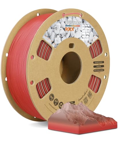 OVERTURE Rock PLA Filament 1.75mm, Marble PLA 1kg Spule (2.2lbs), Maßgenauigkeit +/-0.02mm, für Drucker 3D(Sedona Red) von OVERTURE