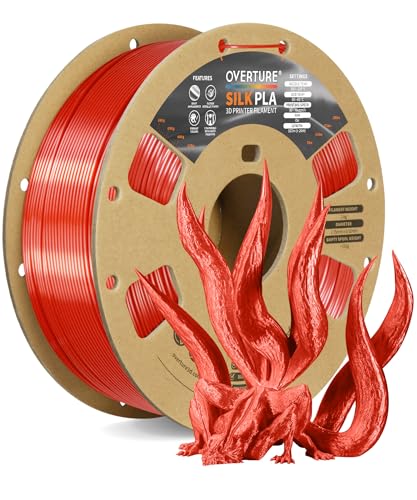 OVERTURE Silk PLA Filament 1.75mm, 1kg 3D Drucker Filament Seide PLA, Maßgenauigkeit +/- 0.03 mm(Seide Frisches Rot) von OVERTURE