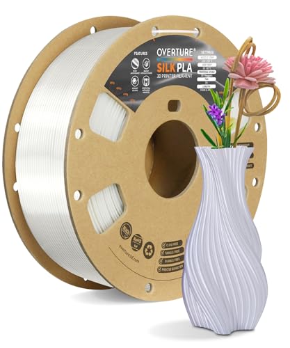 OVERTURE Silk PLA Filament 1.75mm, 1kg 3D Drucker Filament Seide PLA, Maßgenauigkeit +/- 0.03 mm(Seide Weiß) von OVERTURE