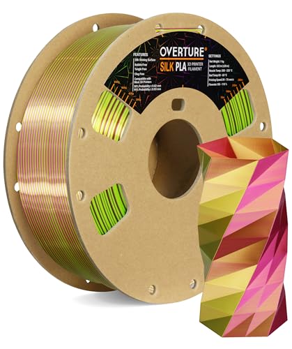 OVERTURE Silk PLA Zweifarbig Filament 1.75mm für 3D Drucker, 1kg Spule (2.2lbs), Maßgenauigkeit +/- 0.03mm 3D Drucker Filament (Silk Grün-Magenta) von OVERTURE