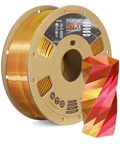 OVERTURE Silk PLA Zweifarbig Filament 1.75mm für 3D Drucker, 1kg Spule (2.2lbs), Maßgenauigkeit +/- 0.03mm 3D Drucker Filament (Silk Magenta-Gold) von OVERTURE