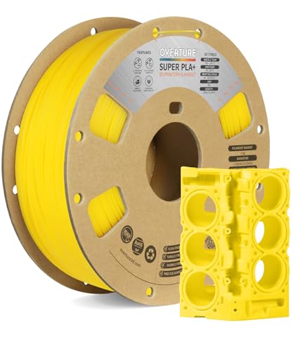 OVERTURE Super PLA+ Filament 1.75mm, 1kg Spule (2.2lbs), Maßgenauigkeit +/- 0.03 mm, für 3D Drucker (Gelb) von OVERTURE