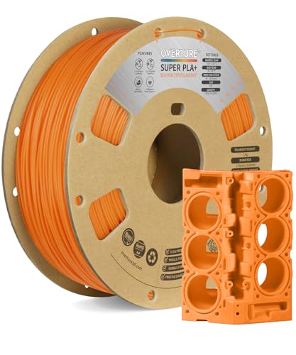 OVERTURE Super PLA+ Filament 1.75mm, 1kg Spule (2.2lbs), Maßgenauigkeit +/- 0.03 mm, für 3D Drucker (Orange) von OVERTURE