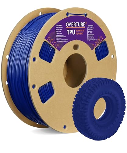 OVERTURE TPU Filament 1,75 mm Flexible TPU Rolle Weiches 3D-Drucker-Filament,95A 1kg Spule (2,2 lbs), Maßgenauigkeit +/- 0,03 mm, 1 Packung (Dunkelblau) von OVERTURE