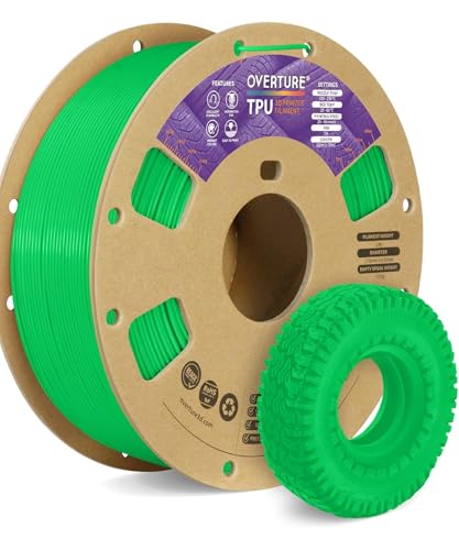 OVERTURE TPU Filament 1.75 mm, Flexible TPU Rolle Weiches 3D-Drucker Filament, 95A 1kg Spule (2.2 lbs), Maßgenauigkeit +/- 0,02 mm (Neon Grün) von OVERTURE