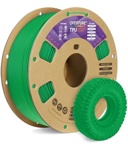 OVERTURE TPU Filament 1.75 mm, Flexible TPU Rolle Weiches 3D-Drucker Filament, 95A 1kg Spule (2.2 lbs), Maßgenauigkeit +/- 0,02 mm (Grün) von OVERTURE