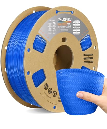 OVERTURE TPU Filament 1.75 mm, Hohe Geschwindigkeit TPU 3D-Drucker Filament, 95A 1kg Spule (2.2 lbs) Super Speedy TPU Filament für High Speed Drucker (Transparent Blau) von OVERTURE