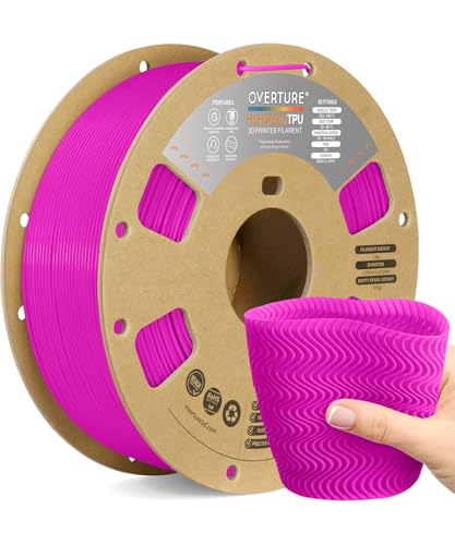 OVERTURE TPU-Filament High Speed 1 kg (2,2 lbs), 1,75 mm flexibles HS TPU Filament für 3D-Drucker, 1 kg Spule (2,2 lbs), Maßgenauigkeit +/- 0,03 mm, für 3D-Drucker (HS Neon Magenta) von OVERTURE