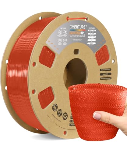 OVERTURE TPU-Filament High Speed 1 kg (2,2 lbs), 1,75 mm flexibles HS TPU Filament für 3D-Drucker, 1 kg Spule (2,2 lbs), Maßgenauigkeit +/- 0,03 mm, für 3D-Drucker (HS Translucent Orange) von OVERTURE