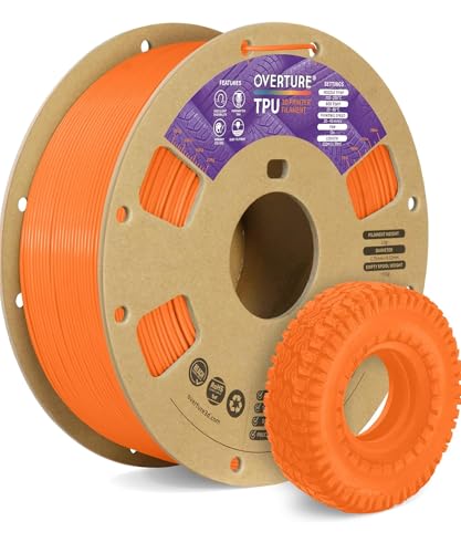 OVERTURE TPU Filament kg 1,75 mm, flexibles TPU-Filament für 3D-Drucker, hohe Flüssigkeit, Maßgenauigkeit +/- 0,02 mm, für 3D-Drucker (Neon Orange) von OVERTURE