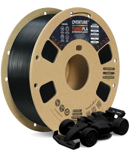 OVERTURE Turbo PLA Hohe Geschwindigkeit Filament 600mm/s Rapid PLA 1.75mm, Super Speedy PLA 3D Drucker Filament, Maßgenauigkeit +/- 0.02mm, 1 kg/Spule (Schwarz) von OVERTURE