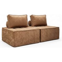 2-Sitzer-Modulsofa aus Stoff mit terrakottafarbenen Kissen 2-Sitzer-Modulsofa aus Stoff mit terrakottafarbenen Kissen von OVIALA