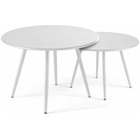 2er-Set Garten-Couchtische aus Stahl Weiß - Palavas 2er-Set Garten-Couchtische aus Stahl Weiß - Palavas von OVIALA