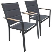 2er-Set Gartenstühle aus Aluminium und grauem Textilene 2er-Set Gartenstühle aus Aluminium und grauem Textilene von OVIALA