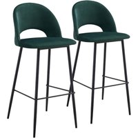 2er-Set Hochstühle aus Metall und grünem Samt von OVIALA