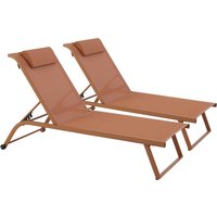 Oviala - 2er-Set Liegestühle mit Terrakotta-Rädern Oviala - 2er-Set Liegestühle mit Terrakotta-Rädern von OVIALA