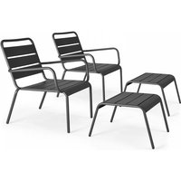 Oviala - 2er-Set Relax-Couchsessel mit Fußstütze Grau - Palavas Oviala - 2er-Set Relax-Couchsessel mit Fußstütze Grau - Palavas von OVIALA