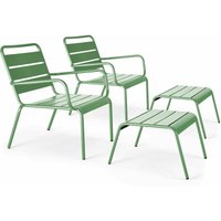 2er-Set Relax-Couchsessel mit Fußstütze Grüner Kaktus - Palavas 2er-Set Relax-Couchsessel mit Fußstütze Grüner Kaktus - Palavas von OVIALA