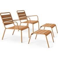2er-Set Relax-Couchsessel mit Fußstütze Karamell - Palavas von OVIALA
