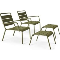 2er-Set Relax-Couchsessel mit Fußstütze Khakigrün - Palavas 2er-Set Relax-Couchsessel mit Fußstütze Khakigrün - Palavas von OVIALA