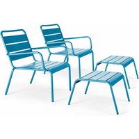 2er-Set Relax-Couchsessel mit Fußstütze Pazifisch blau - Palavas 2er-Set Relax-Couchsessel mit Fußstütze Pazifisch blau - Palavas von OVIALA