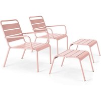 2er-Set Relax-Couchsessel mit Fußstütze Rosa - Palavas von OVIALA