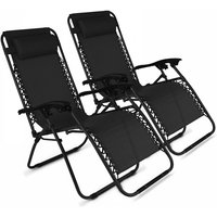 2er-Set Relax-Sessel für den Außenbereich Schwarz von OVIALA