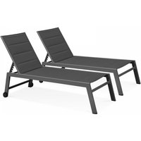 Oviala - 2er-Set Sonnenliege aus Holz und Textylen Grau Oviala - 2er-Set Sonnenliege aus Holz und Textylen Grau von OVIALA