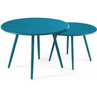 2er-Set runder Couchtisch aus Stahl Blau - Palavas 2er-Set runder Couchtisch aus Stahl Blau - Palavas von OVIALA